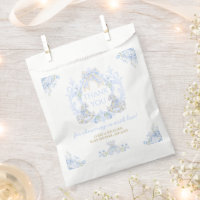 Bow Floral Crest Rustic Blue Boy Baby Shower