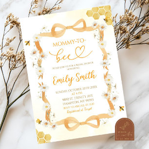 Bow Floral Daisy Mummy To Bee Bridal Shower Invitation
