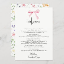 Bow floral Wedding Welcome Bag Letter Itinerary