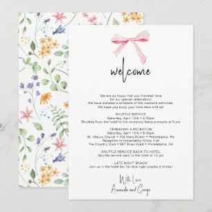 Bow floral Wedding Welcome Bag Letter Itinerary Holiday Card