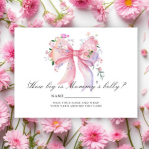 Bow Flowers Pink Girl - How big is mummy's belly Enclosure Card