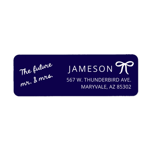 Bow Future Mr and Mrs Wedding Return Address Label (Front)