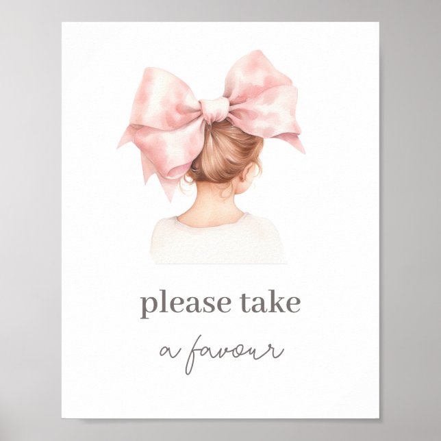 Bow Girl Birthday Favour Sign (Front)