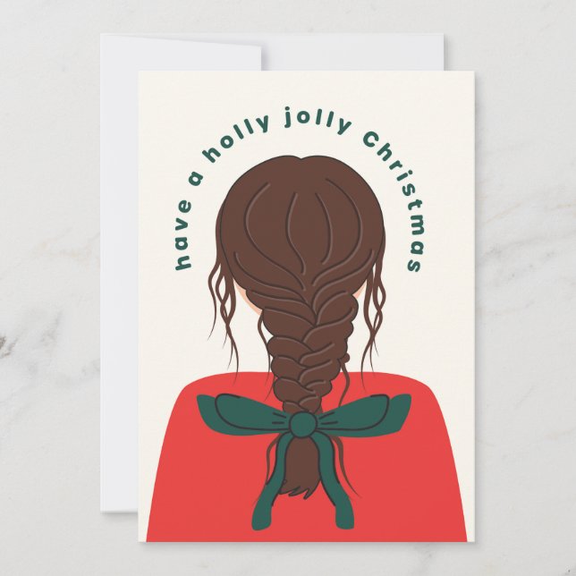 Bow Girl Christmas Holiday Card (Front)