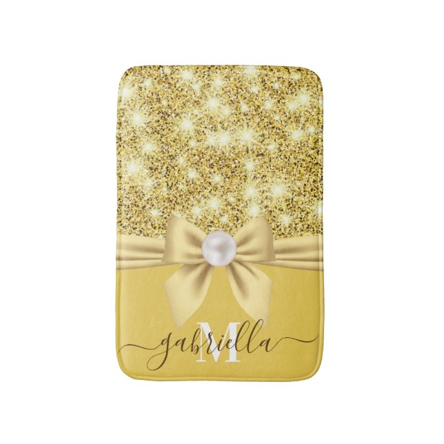Bow Glitter and Pearl Bath Mat (Front Vertical)