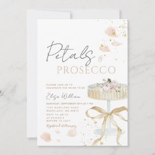 Bow Gold Petals and Prosecco Bridal Shower Invitation