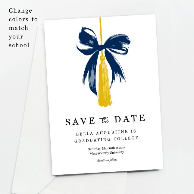 Bow Graduation Save the Date High School College Invitation (Creator Uploaded)