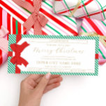 Bow Green Stripe Merry Christmas Gift Voucher Card<br><div class="desc">This Christmas gift voucher design features a bow gift tag design. All of the text is fully editable. For more advanced customisation of this design,  simply select the "Customise It" button above.</div>