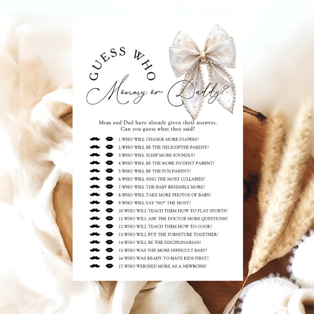 Bow Guess Who Mommy or Daddy Baby Shower Game (Creator Uploaded)