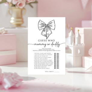 Bow Guess Who Mummy or Daddy Baby Girl Shower Game