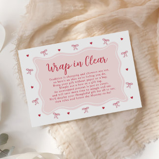 Bow Hearts Valentine Baby Shower Wrap In Clear Enclosure Card