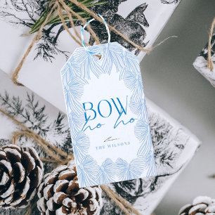 Bow Ho Ho Blue Bows Christmas Holiday Gift Tags