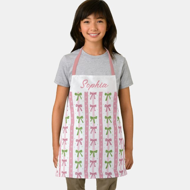 Bow Holiday Kitchen Apron for Children Christmas (Insitu)