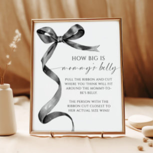 Bow How Big is Mummy's Belly Baby Shower Game Poster