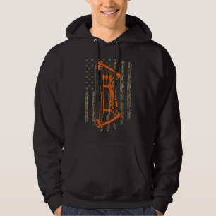 Bow Hunting American Flag Hunter Archery Tree Camo Hoodie
