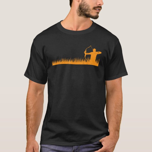 Bow Hunting Archer In Grass Archery Hunter Men Wom T-Shirt (Front)