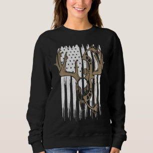Bow Hunting Deer American Flag Archery Hunter Men Sweatshirt