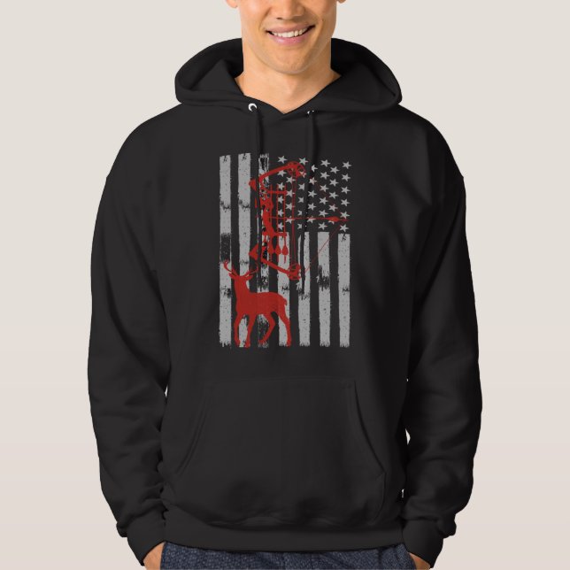 Bow Hunting Deer Flag for Men Or Women Hunters Hoodie (Front)