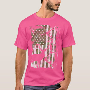 Bow Hunting Deer Hunter Camo American Flag For Men T-Shirt