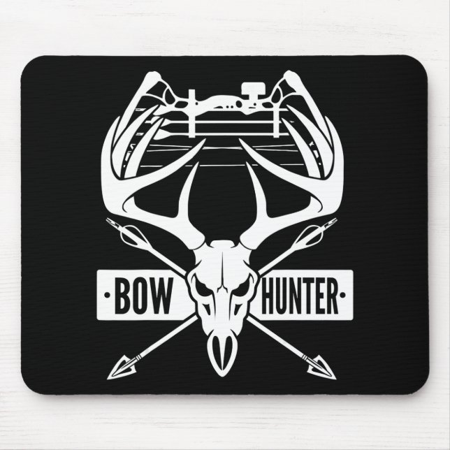 Bow Hunting Deer Skull Compound Bow Archery Gift Mouse Mat (Front)