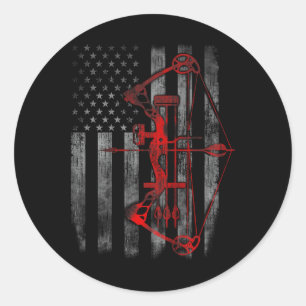 Bow Hunting Flag Archery Funny Hunting Gift  Classic Round Sticker