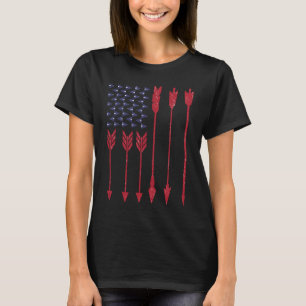 Bow Hunting Vintage American Flag And Arrrows Arch T-Shirt
