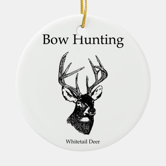 Bow Hunting (White Tail Buck) Ceramic Tree Decoration (Front)