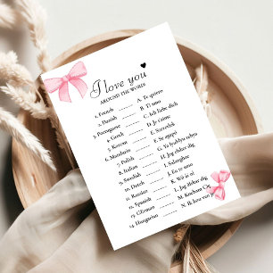 Bow I love you around the world bridal game Card