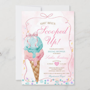 Bow Ice Cream She's been Scooped Up Bridal Shower Invitation