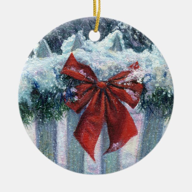 "Bow In the Snow" Ornament (Front)