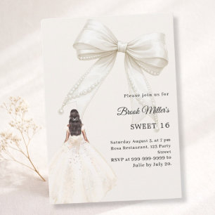 Bow ivory dress cream luxury Sweet 16 Invitation