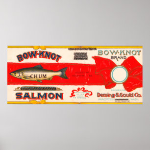 Bow Knot Brand Salmon Label Poster