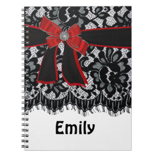 Bow,Lace, jewel Initial,Name,Logo Sprial Notebook