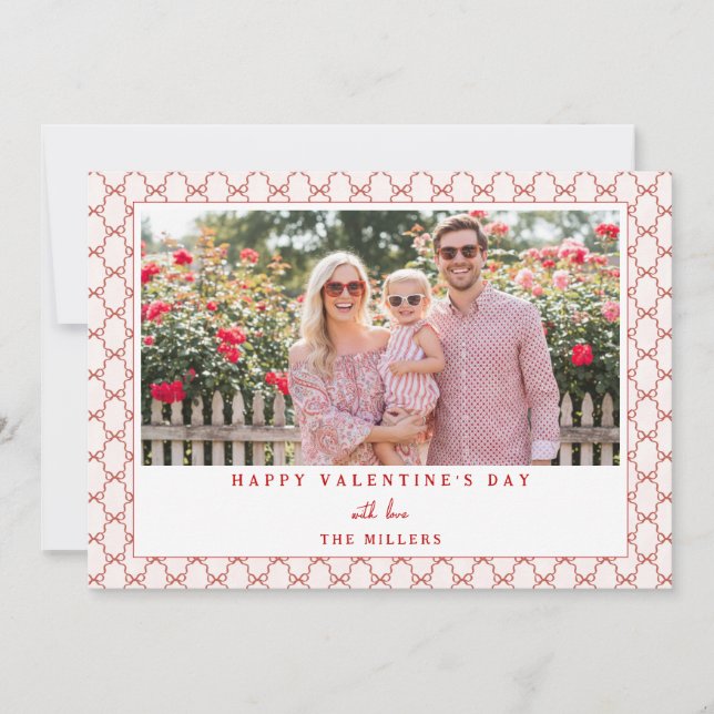 Bow Landscape Happy Valentine's Day Photo Card (Front)