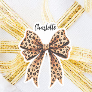 Bow leopard print name script