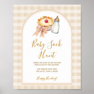 Bow Little Cutie Pie Pastel Gingham Baby Sock Hunt Poster