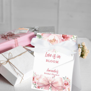 Bow love in Bloom pink flowers Bridal Shower Favour Box