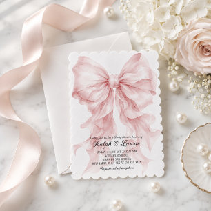Bow Luxury Girl Baby Shower Invitation