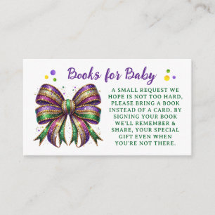 Bow Mardi Gras Books for Baby Request Enclosure Card