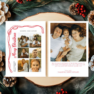 Bow Merry Christmas Family 7 Photos Holiday Card