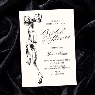 Bow minimalist bridal shower invitation