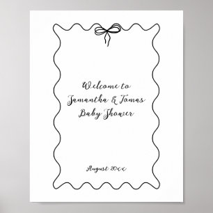 Bow Modern Minimalist Neutral Baby Shower Poster