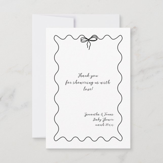 Bow Modern Minimalist Neutral Baby Shower Thank You Card (Front)