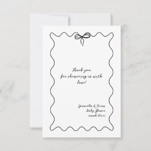 Bow Modern Minimalist Neutral Baby Shower Thank You Card