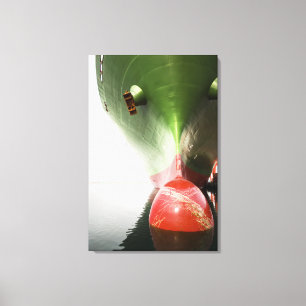 Bow Of A Red And Green Cargo Ship Long Beach, Ca Canvas Print