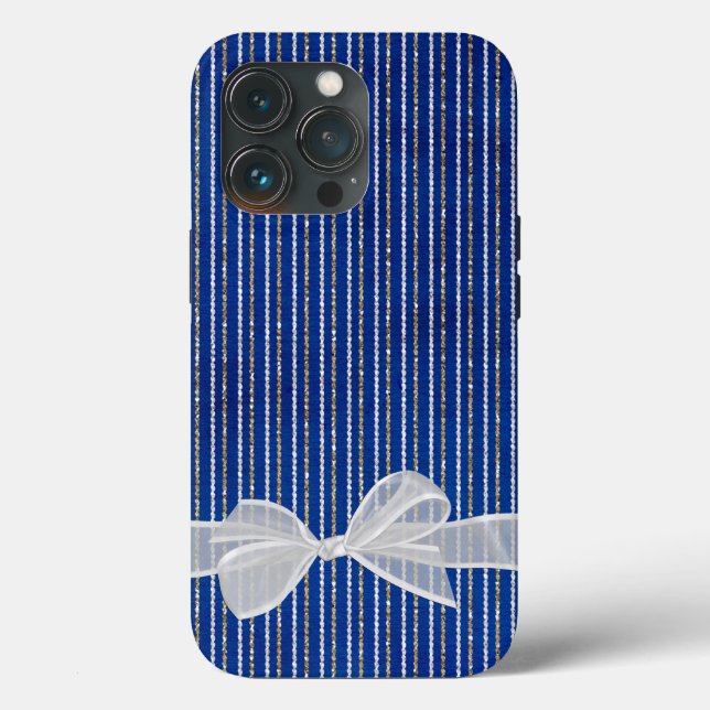 Bow On Glitter Stripes Case-Mate iPhone Case (Back)