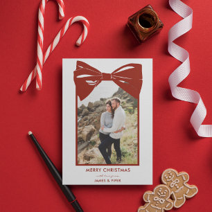Bow on Top Single Vertical Portait Photo Holiday Card
