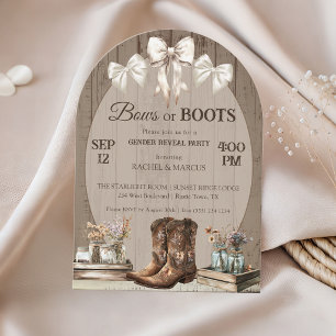 Bow or Boots rustic boho Gender reveal party Invitation