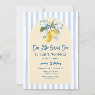 Bow Our Little Sweet One Birthday Citrus Lemon Invitation