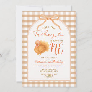 Bow Our Little Turkey is Turning One 1st Birthday Invitation